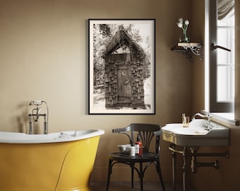 Vintage Outhouse Photography Print, Rustic Outhouse,Rustic Wooden Outhouse, Bathroom Wall Art,Old Outhouse Print, Country Home Decor