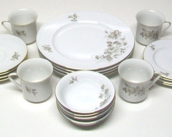 Johann Haviland Fine China Dinnerware Set for Four-Twighlight Rose