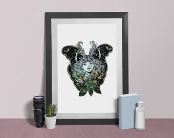Print - Moth Fairy 2 - Frame Not Included