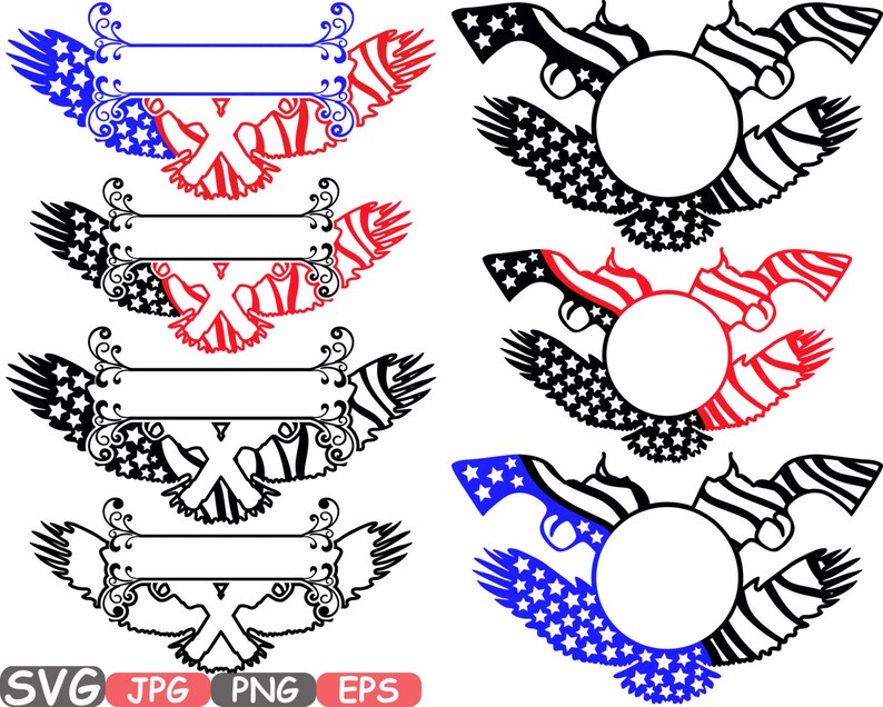 Download Eagle Revolver American Chevron flag Gun Split Circle SVG ...