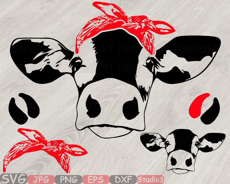 Download Cow Head whit Bandana Silhouette SVG Cutting Files Clip ...