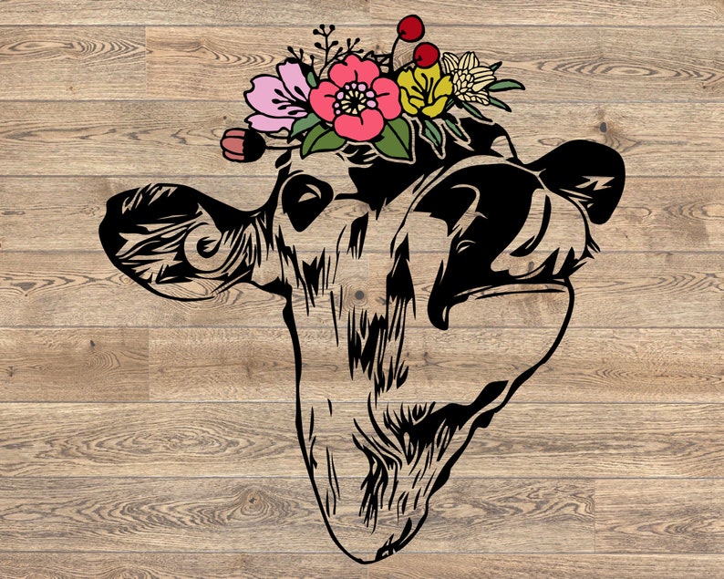 Download Heifer svg Cow svg Distressed cow svg Floral please Cow ...