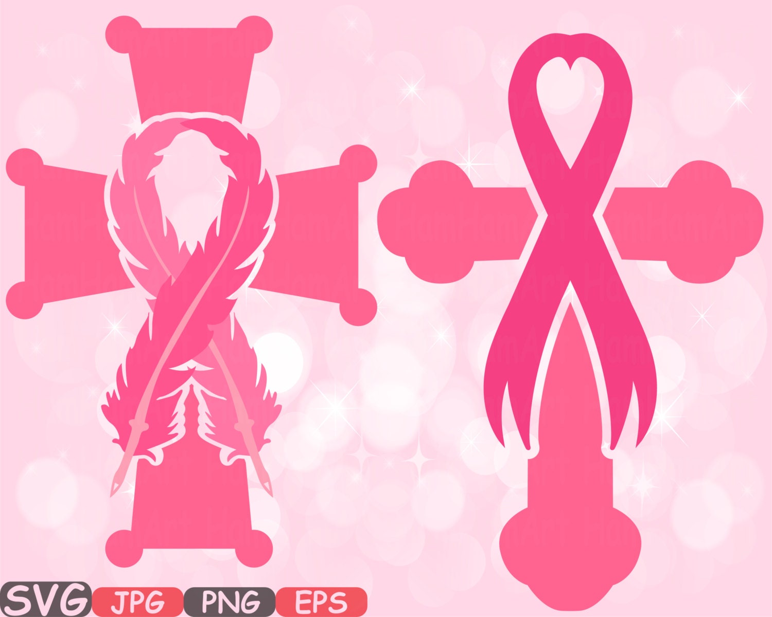 Download Christian Cross Breast Cancer Feathers Awareness ribbon ...