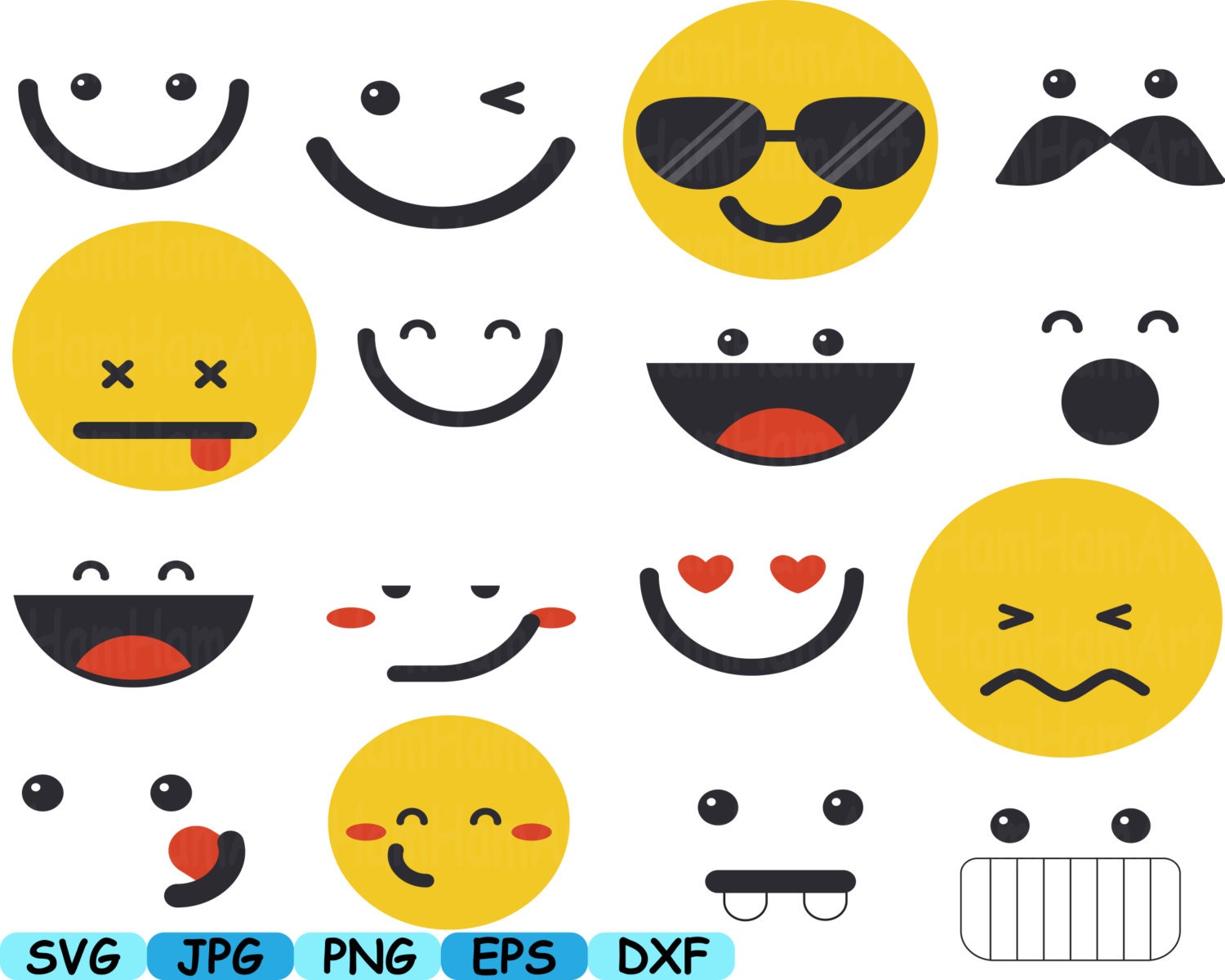 Download Smiley Faces Emoji Silhouette Cameo Cutting Files cut SVG ...
