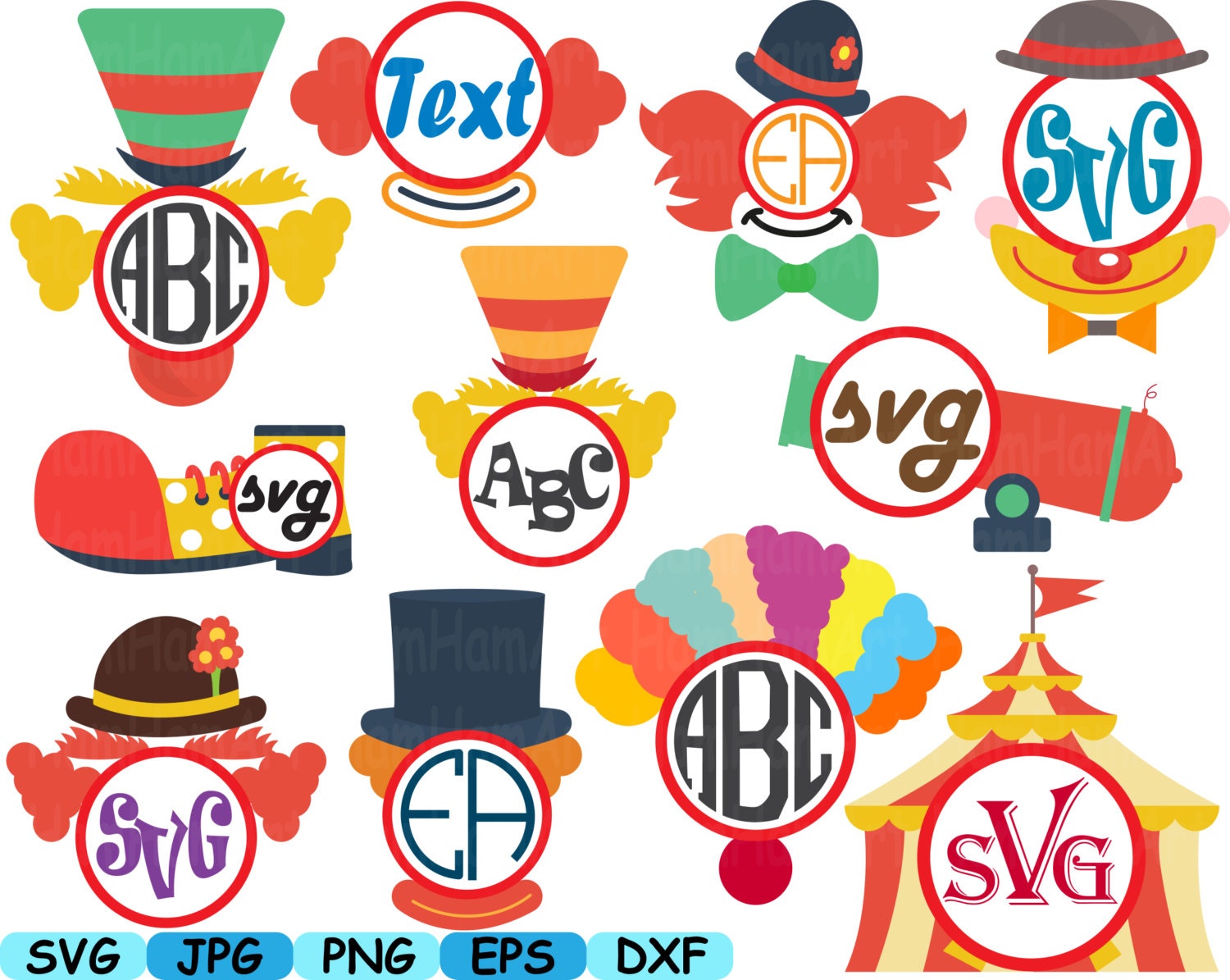 Circus Circle Props school Cutting Files svg party photo booth | Etsy