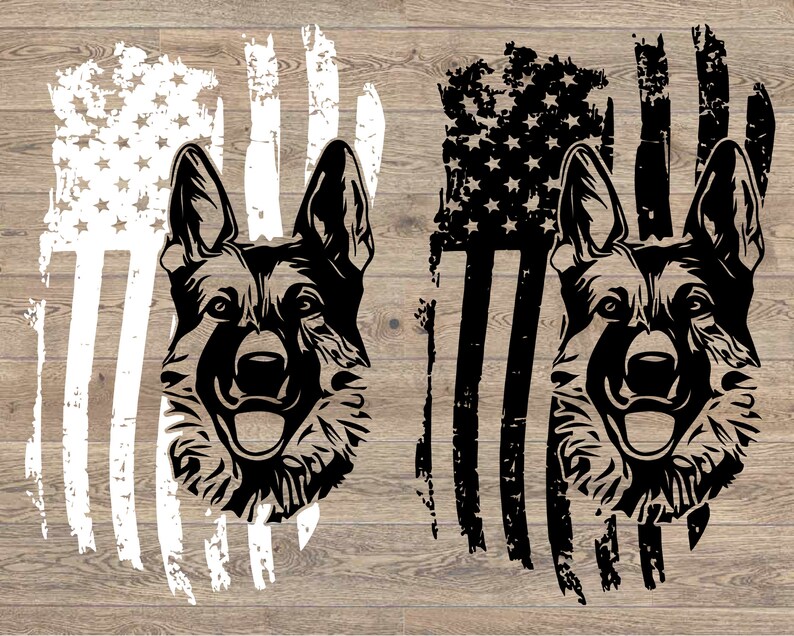 German Shepherd Usa Flag Silhouette Svg Cutting Files Clipart Etsy