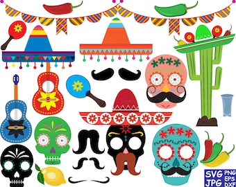 Props Fiesta Mexico Bunting banners Dead Monogram Cutting Files Digital file svg eps png dxf jpg Vinyl Antique sale ClipArt Clipart Old -50S
