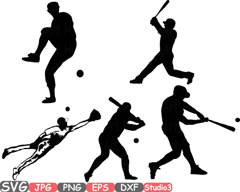 Download Baseball Player SVG Silhouette Cutting Files sign icons ...