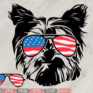 Download Bulldog USA Flag Glasses Paw Silhouette SVG Cutting Files ...