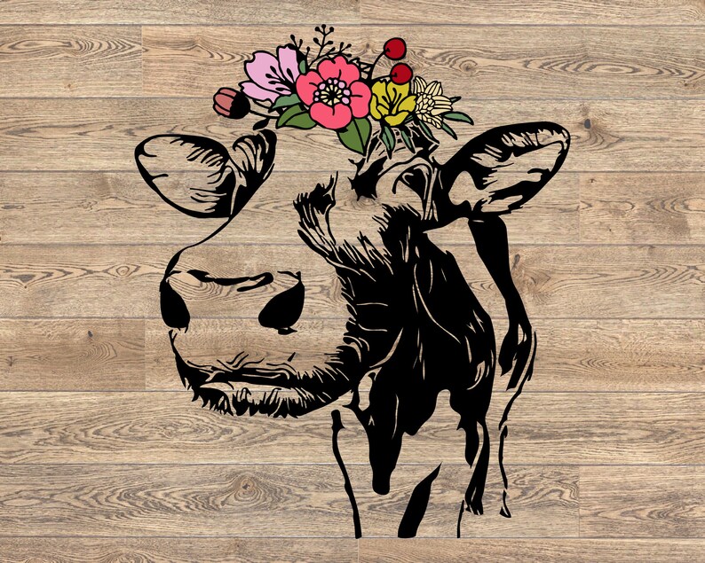 Download Heifer svg Cow svg Distressed cow svg Floral please Cow cut | Etsy