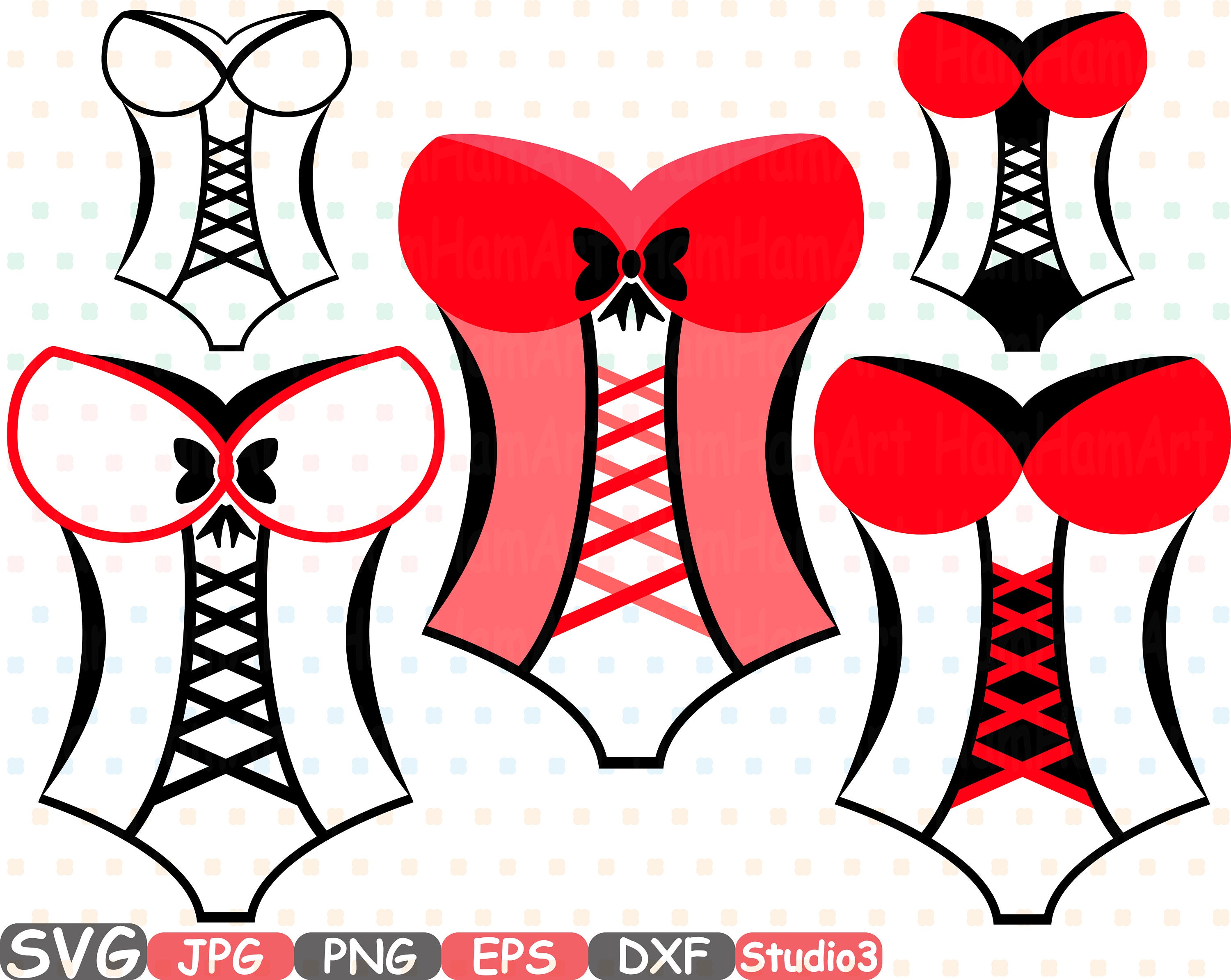 Corset Lingerie Silhouette Svg Cutting Files Digital Clip Art Etsy