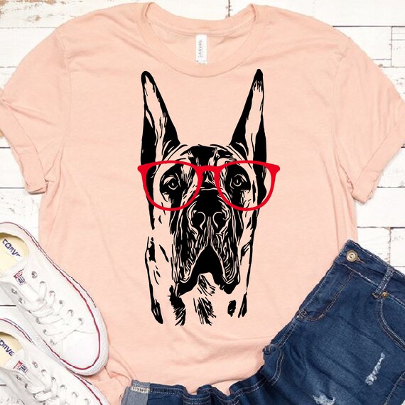 Download Great Dane Whit Glasses Svg Dog American Clipart Download Etsy PSD Mockup Templates