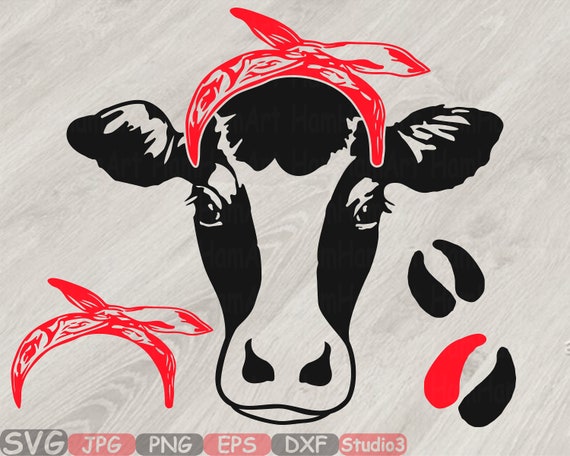 Cow Head whit Bandana Silhouette SVG Cutting Files Clip Art Etsy.