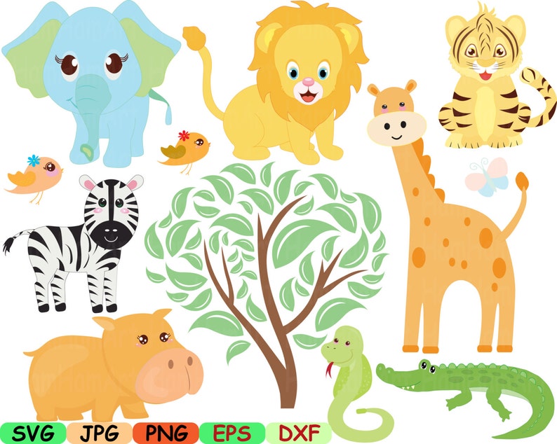 Download Zoo Jungle Animals Digital Clip Art SVG Graphic Personal ...