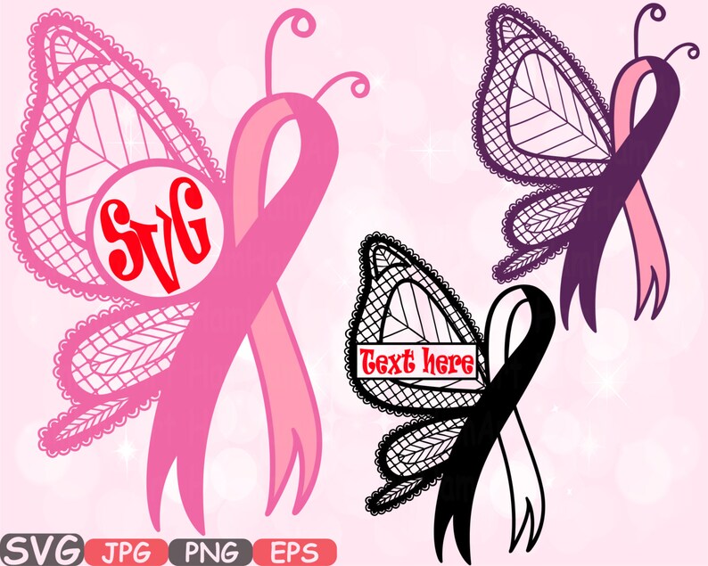 Download Breast Cancer Butterfly Circle Split SVG Cricut Silhouette ...