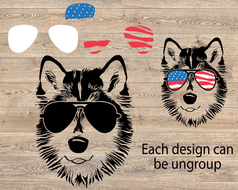 Download Husky Dog USA Flag Glasses Paw Silhouette SVG Cutting ...