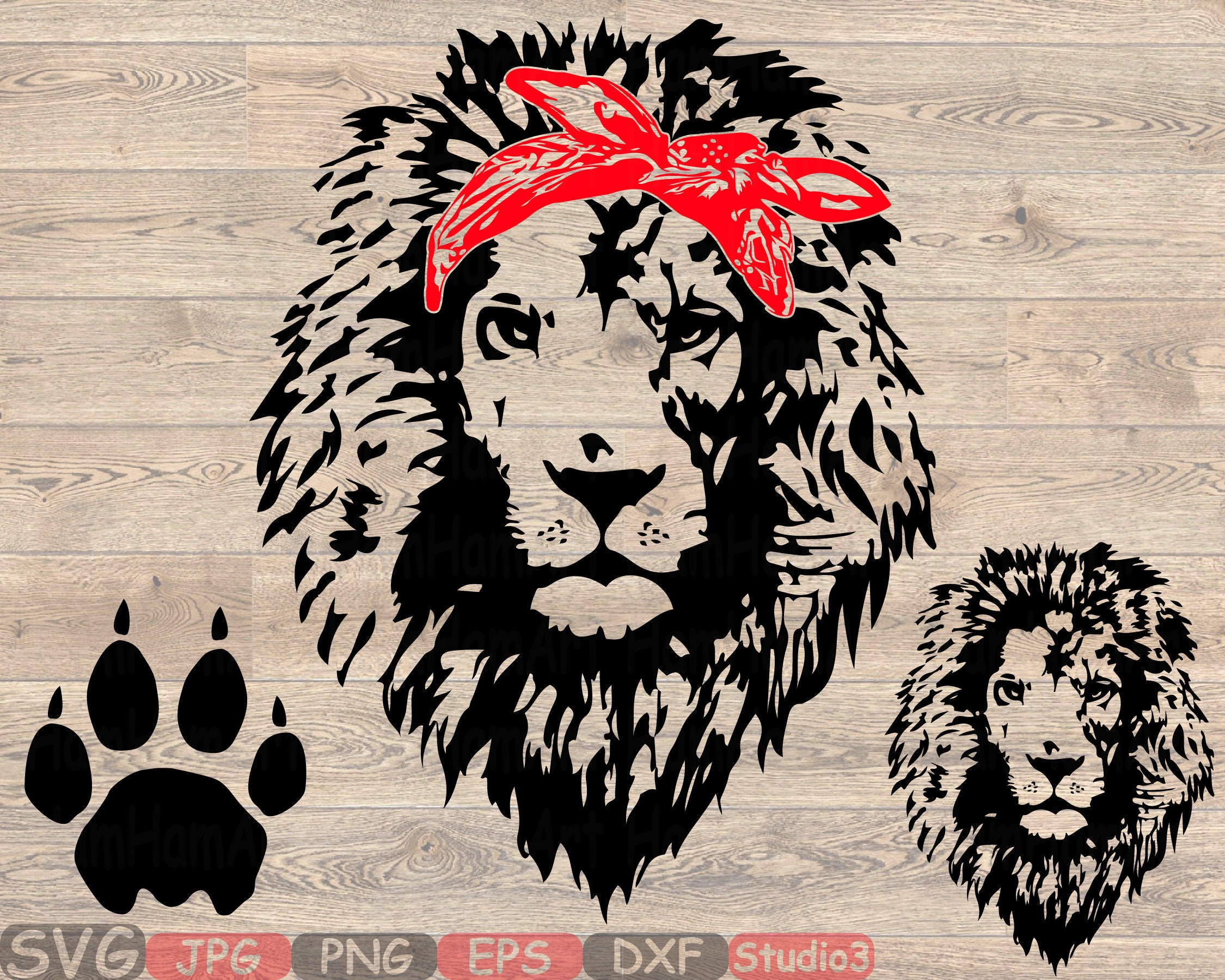 Download Lion Head whit Bandana Silhouette SVG Cutting Files Clip Art | Etsy