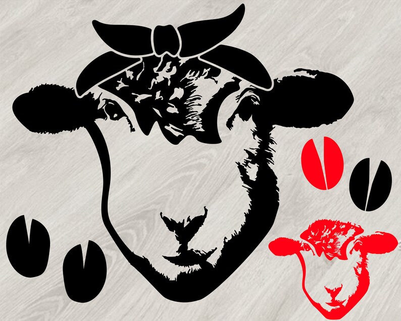 Download Sheep Head whit Bandana Silhouette SVG Clip Art Studio3 cricut | Etsy