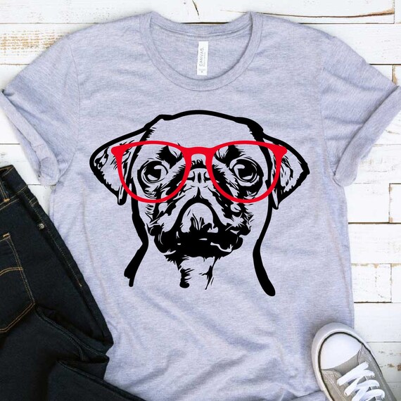 Download Pug Whit Glasses Svg Mops Dog Svg Clipart Pugs Silhouette Pug Etsy PSD Mockup Templates