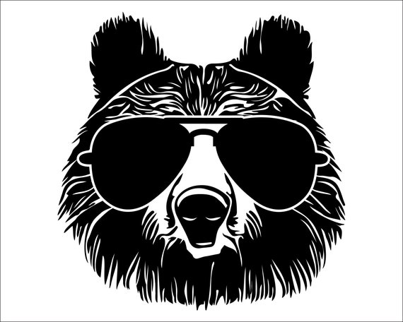 Download Bear Whit Glasses Silhouette Svg Cutting Files Clip Art Cricut Etsy