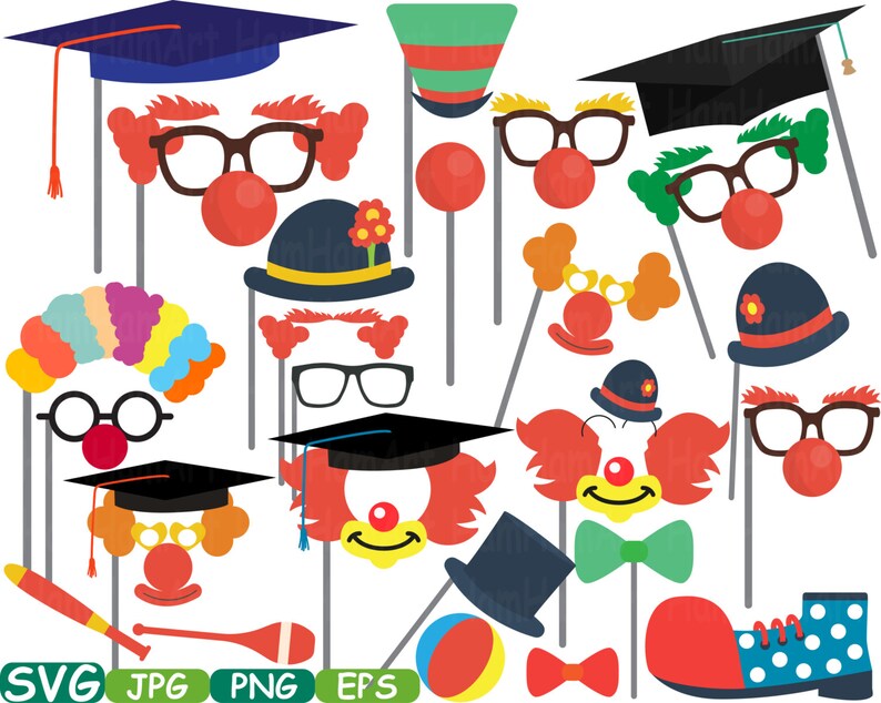 Download Graduation Circus Photo Booth Props SVG Silhouette Costume | Etsy