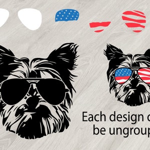 Download Yorkshire Terrier USA Flag Glasses US Silhouette SVG ...