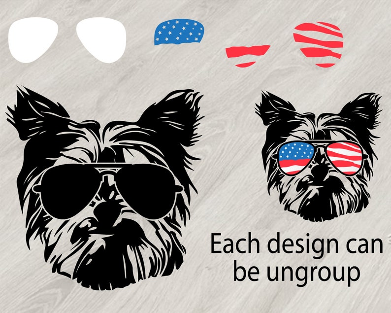 Download Yorkshire Terrier USA Flag Glasses US Silhouette SVG ...