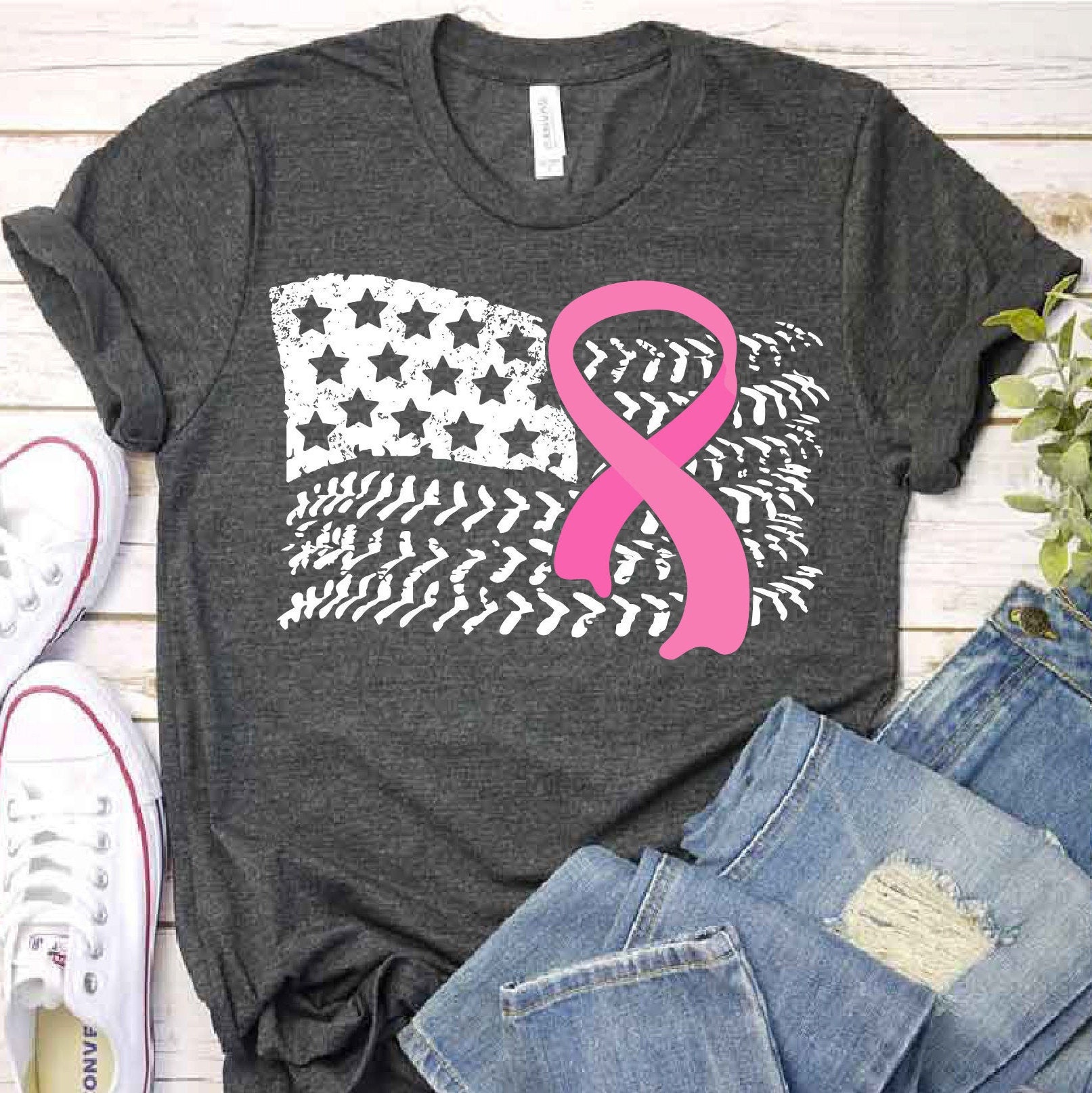 Download Pink Ribbon American Flag USA baseball Flag svg Grunge | Etsy
