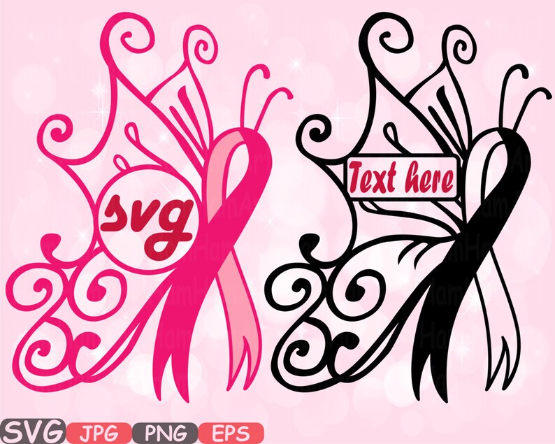 Download Breast Cancer Butterfly Circle Split SVG Cricut Silhouette ...