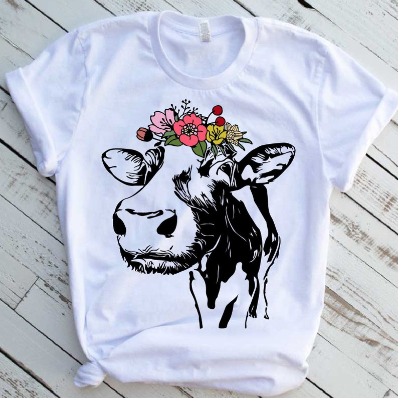 Download Heifer svg Cow svg Distressed cow svg Floral please Cow cut | Etsy