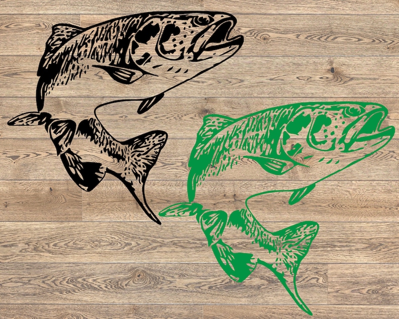 Download Trout Fish Silhouette SVG Cutting Files ClipArt cricut | Etsy