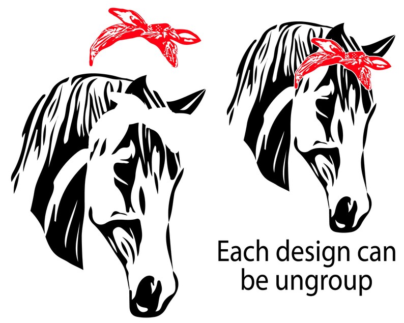 Download Horse Head whit Bandana Silhouette SVG Cutting Files Clip ...