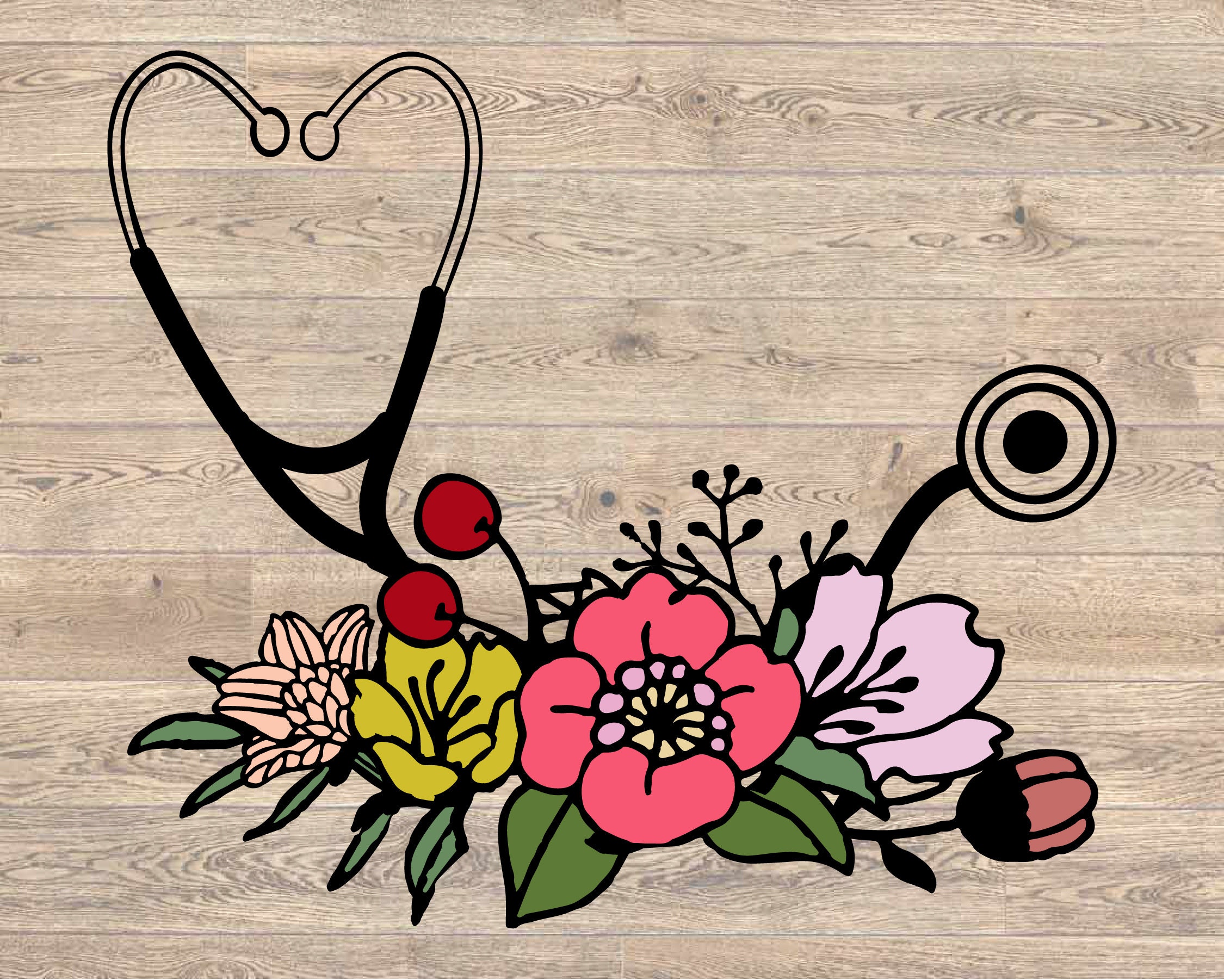 Stethoscope Nurse flower SVG DXF EPS family svg Mom svg Etsy