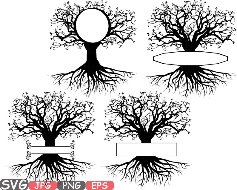 Download Family tree Split / Circle Silhouette SVG Cutting Files ...