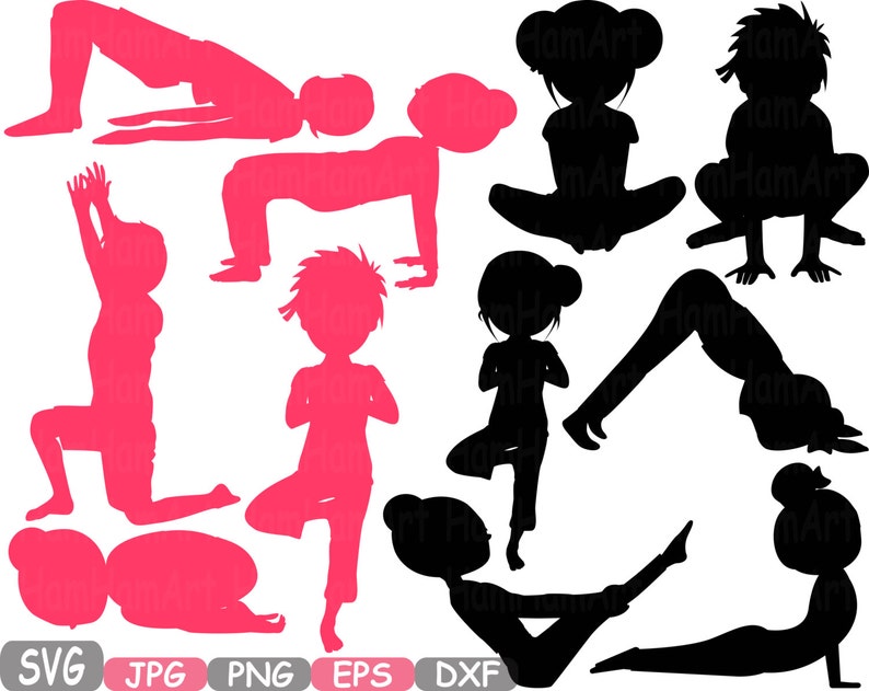 Download Yoga Poses Cutting Files svg Yoga Silhouettes Monogram ...