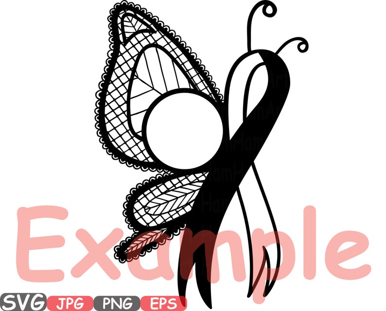 Download Breast Cancer Butterfly Circle Split SVG Cricut Silhouette ...