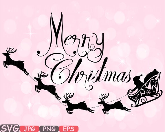 Download Merry Christmas Word Art Cutting Files SVG Rudolf monogram ...