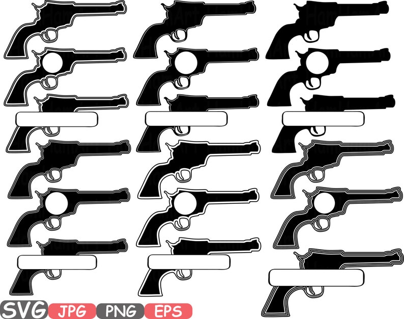Download Revolver Gun Split & Circle SVG Silhouette Monogram Clip ...