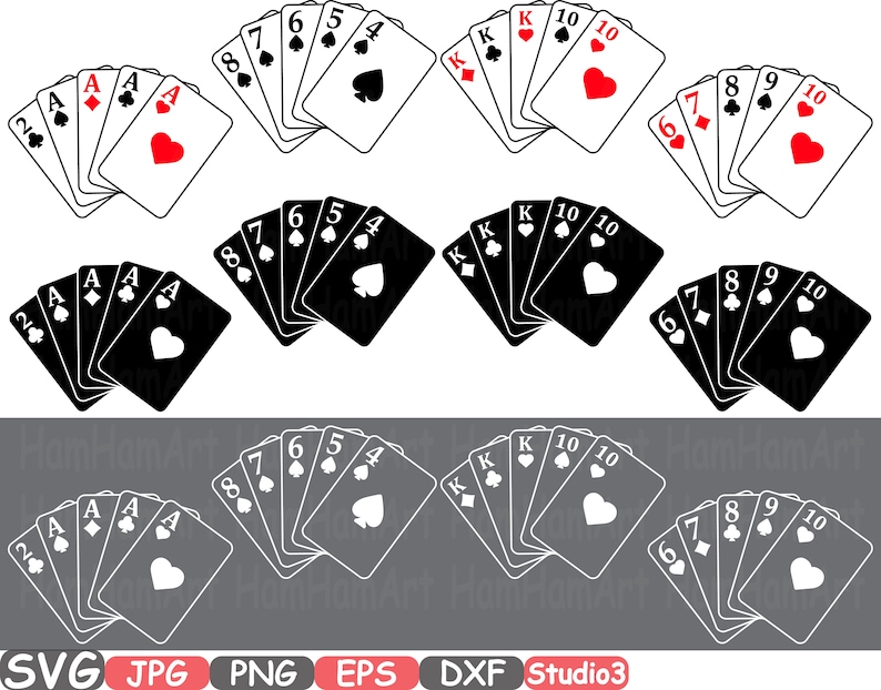 Poker Cards Silhouette SVG Cutting Files Digital Clip Art Etsy