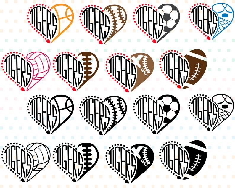 Download Detroit Tigers Sport Heart SVG Cutting Files Digital Clip ...