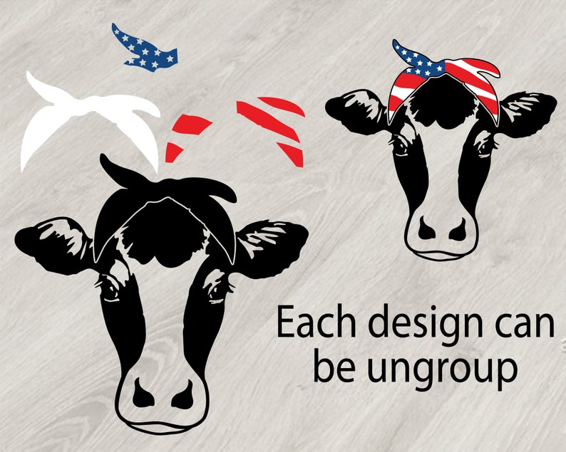 Download Cow USA Flag Bandana Silhouette SVG Cutting Files Clip Art | Etsy