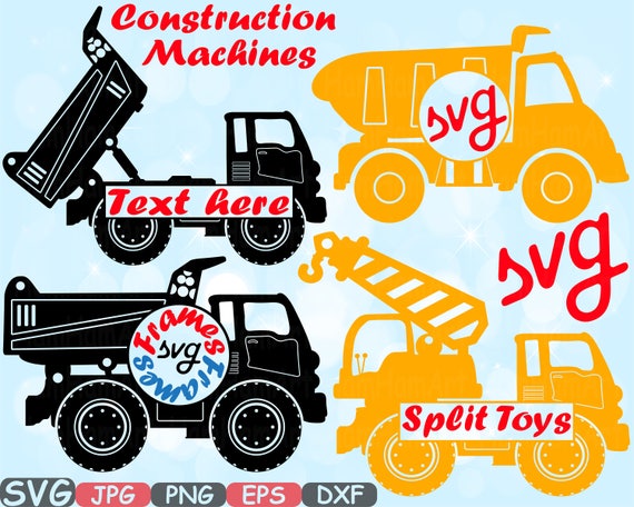 Construction Machines Circle Split Silhouette Svg File Cutting Etsy