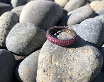 Pave pink sapphire band