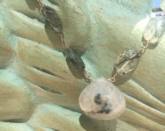 Solar quartz and garden quartz pendant necklace