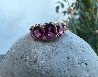 Antique Almandine Garnet 5 stone ring