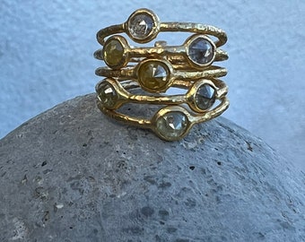 Rose cut diamond gold ring