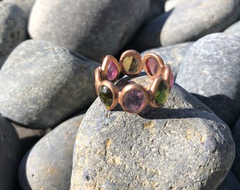 Rose cut tourmaline infinity band