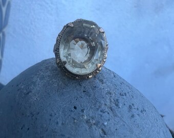 Huge antique lemon citrine ring