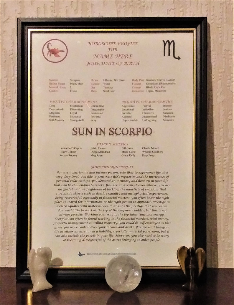 Personal Sun Sign Profile  SCORPIO  printed ready for image 1