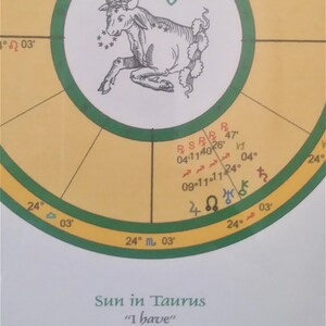 Taurus Child Personal Astro Birth Chart printed ready for framing horoscope, birthday, astrology, Christmas, baptism, Mothers Fathers Day image 2